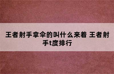 王者射手拿伞的叫什么来着 王者射手t度排行